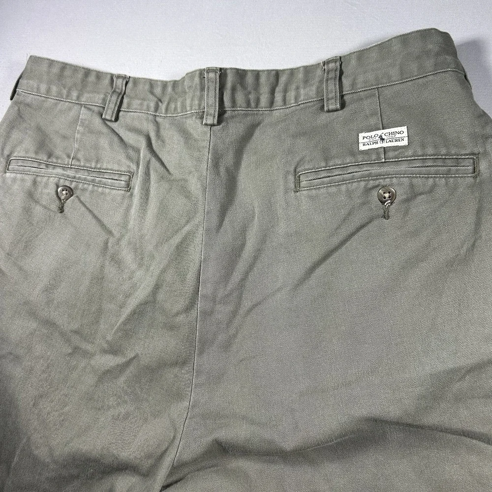 Vintage Polo Ralph Lauren Andrew Pant Olive Pleated Chino 34x36 Cotton